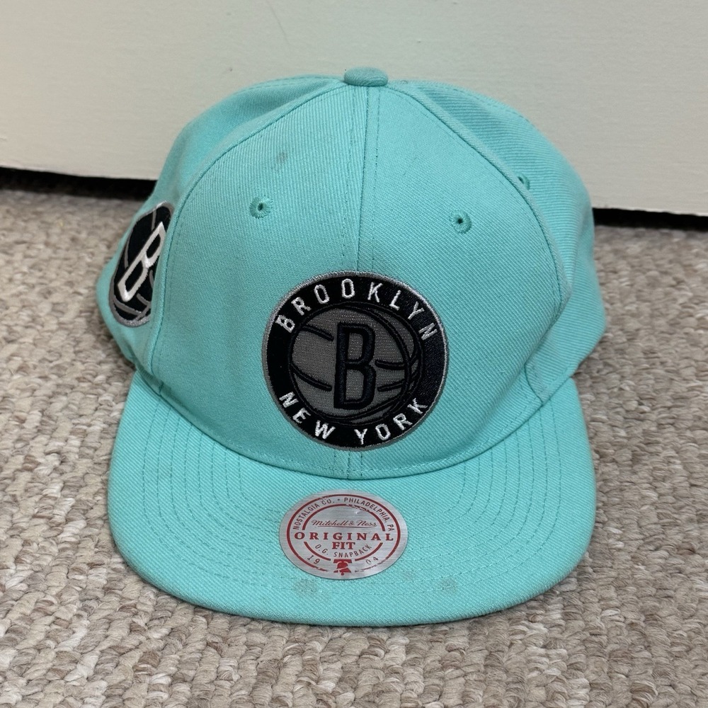 Mitchell & Ness NBA Brooklyn Nets Basketball Teal Blue Adjustable Snapback OSFA